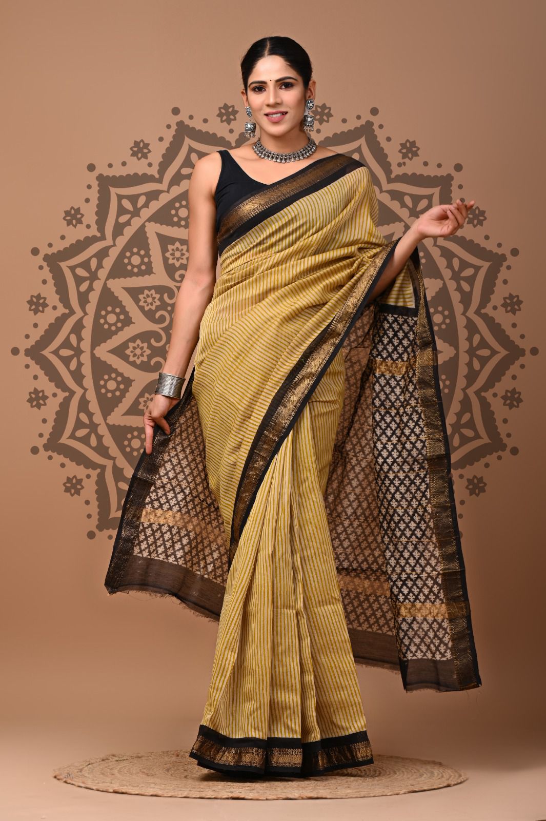 Mustard Yellow Maharani Silk Saree