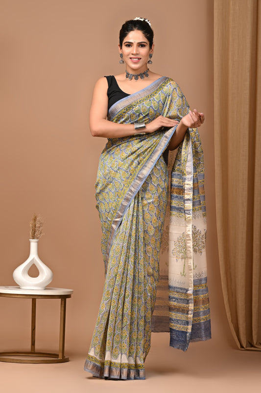 Ice Blue Maharani Silk Saree