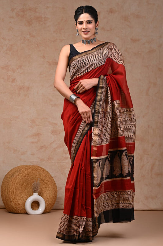 Indian Red Maharani Silk Saree