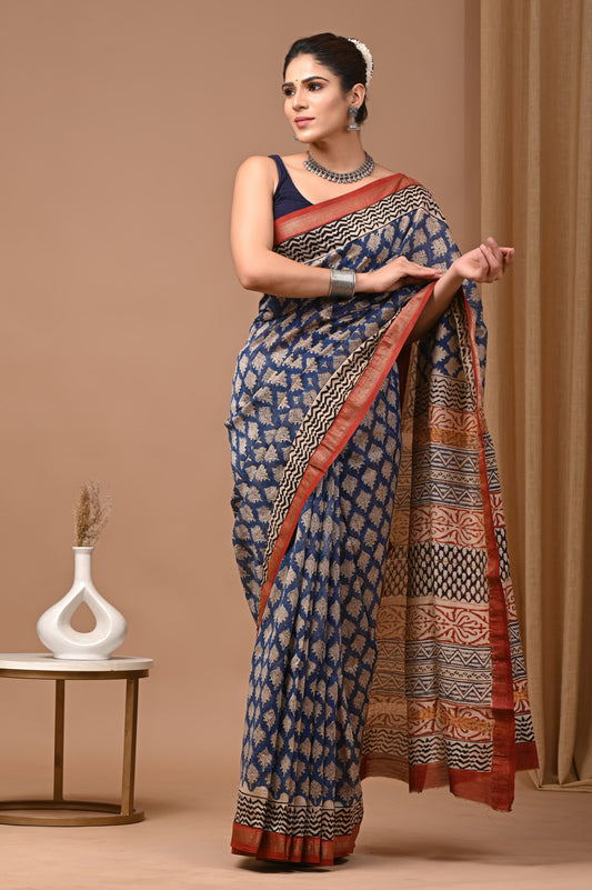 Indigo Maharani Silk Saree