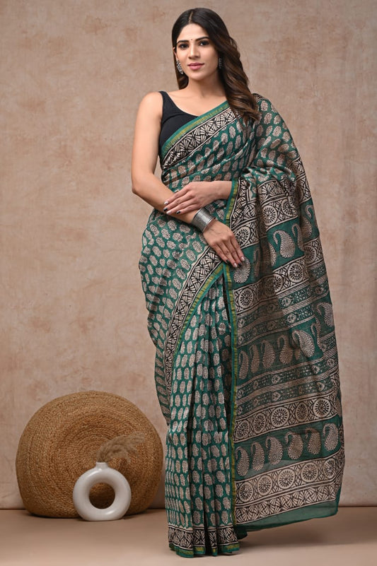 Green Chanderi Silk Saree