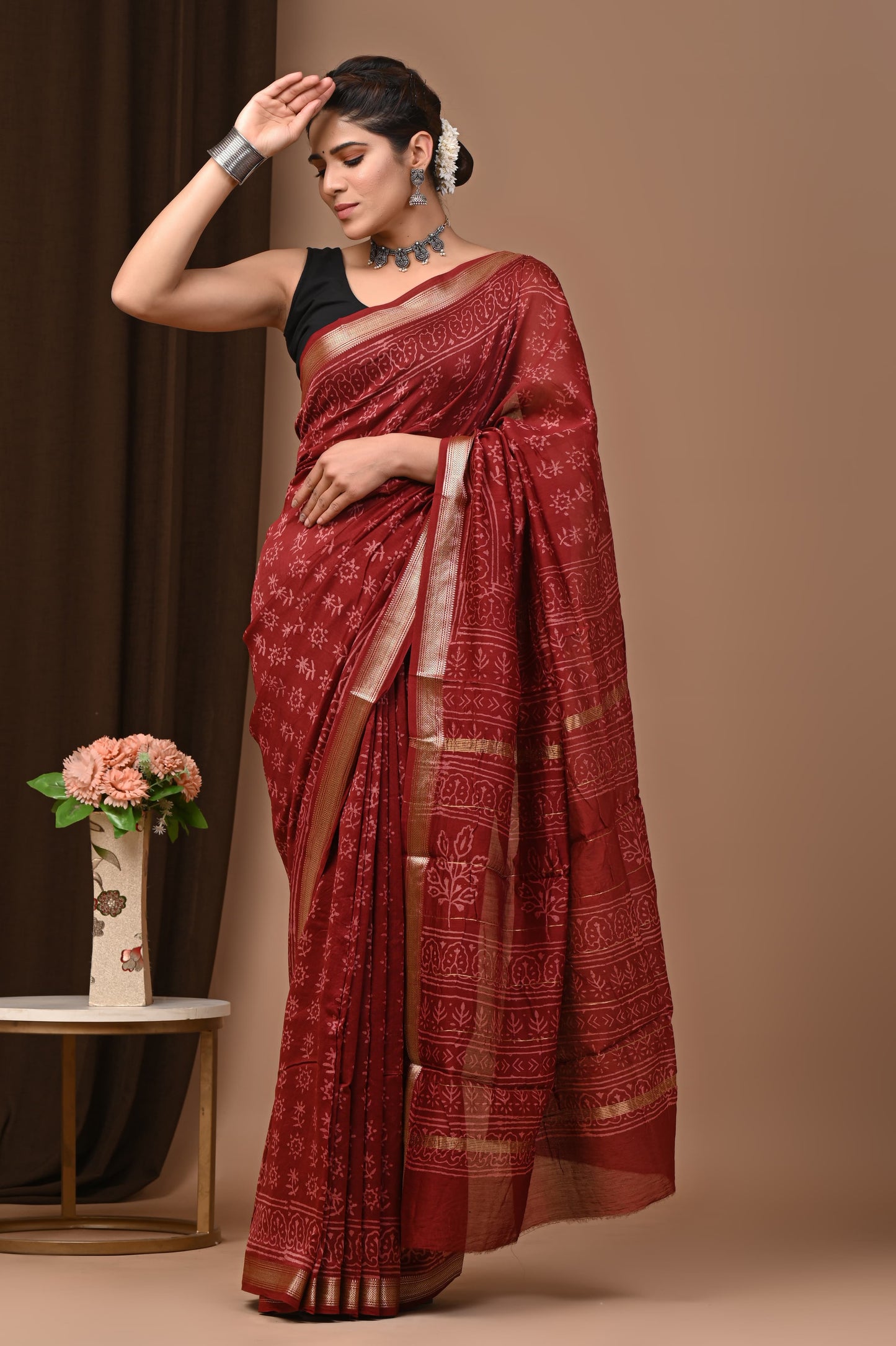 Maroon Maharani Silk Saree